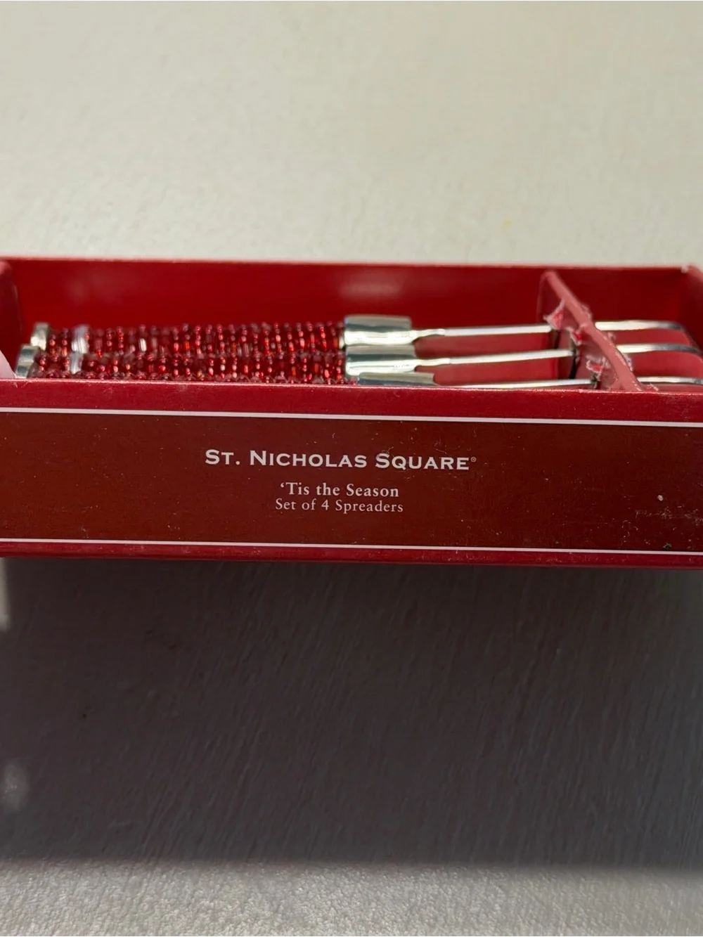 St. Nicholas Square Red Beaded Handle Spreaders - Set of 4